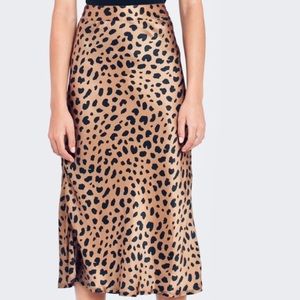DL1961 X Marianna Hewitt Bank St. Animal-Print Silk Midi Skirt size M